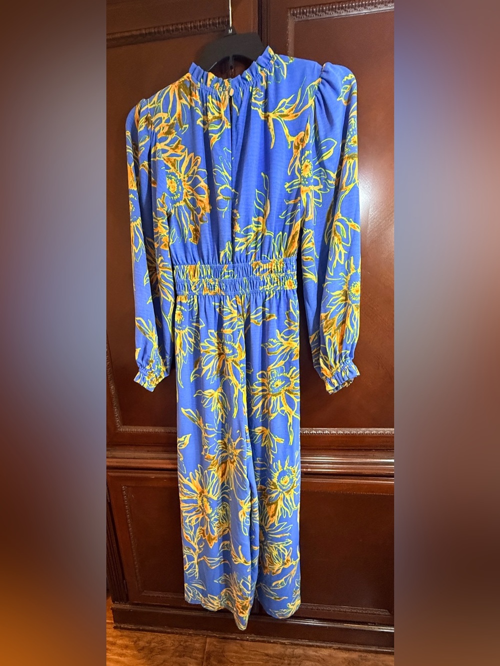 ODDI Boho NWOT Sunburst
Floral Jumpsuit Wide Leg
Smocked Waist keyhole back Sz S - Picture 4 of 11